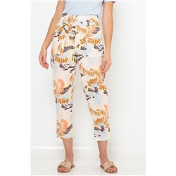 Pantalón pirata de lino Amarillo y rosa
