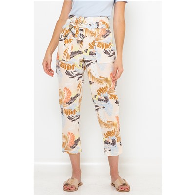 Pantalón pirata de lino Amarillo y rosa