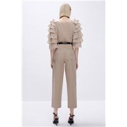 Pantalón recto Beige