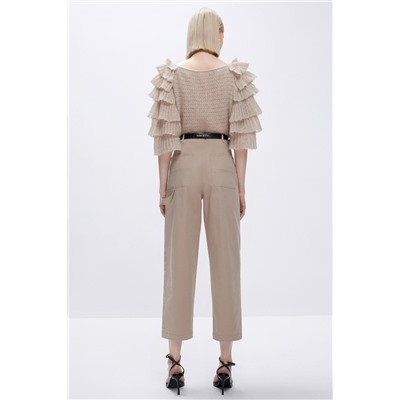Pantalón recto Beige
