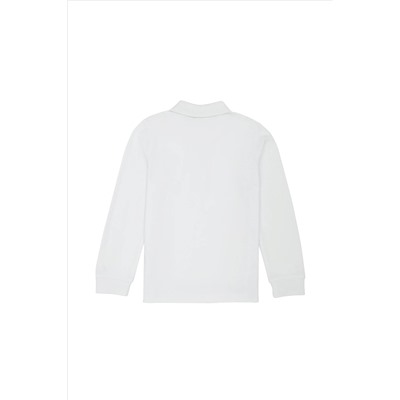 Erkek Çocuk Beyaz Basic Sweatshirt