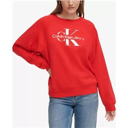 CALVIN KLEIN JEANS Women's Foil-Sliced Monogram Logo Sweatshirt