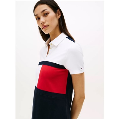 Flag Colorblock Stretch Polo Dress