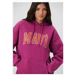 MaviLogo Baskılı Kapüşonlu Mor Sweatshirt 1600361-70597