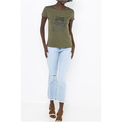Camiseta de algodón orgánico Caqui