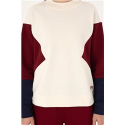 Kadın Krem Bisiklet Yaka Sweatshirt
