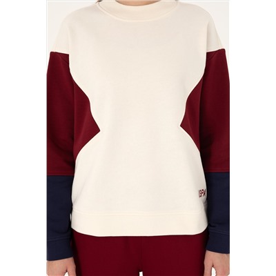 Kadın Krem Bisiklet Yaka Sweatshirt