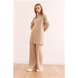 Olalook Kadın Taş Üst Yırtmaçlı Bluz Alt Palazzo Fitilli Takım TKM-19000180