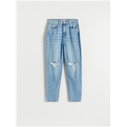 Jeans im Mom-Fit in Used-Optik