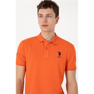 Erkek Slim Fit Polo Yaka Nar Çiçeği Basic Tişört