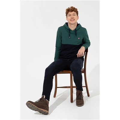 Erkek Yeşil Kapüşonlu Sweatshirt