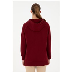 Kadın Bordo Kapüşonlu Sweatshirt