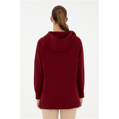 Kadın Bordo Kapüşonlu Sweatshirt