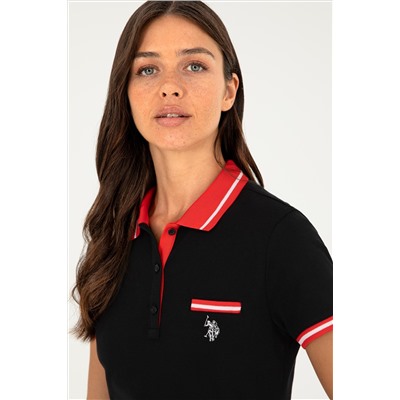 Kadın Siyah Polo Yaka Tişört