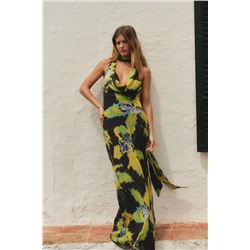 LONG FOULARD PRINT DRESS