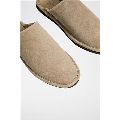 Zapatillas de casa forradas de nobuk Beige
