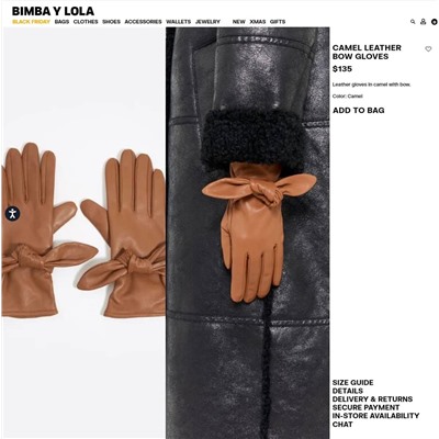 BIMB*A Y LOL*A женские кожаные перчатки,  экспорт. Цена на оф сайте 135 и 160