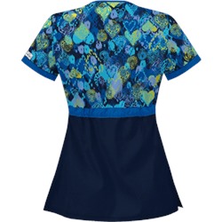 UA Bohemian Heart Navy Mock Wrap Scrub Top
