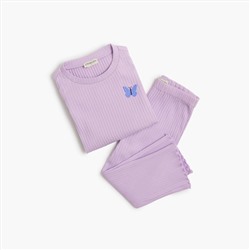 Baby & toddler girls' embroidered ribbed-knit set