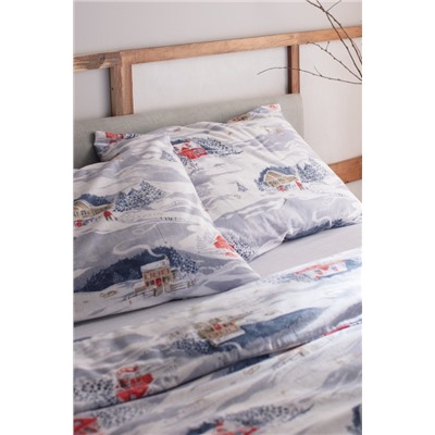 Erig King Size %100 Pamuk Flanel Nevresim Takımı - Mavi