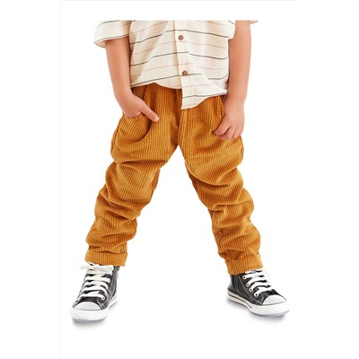 Denokids Fitilli Kadife Hardal Erkek Çocuk Pantolon CFF-23S1-039