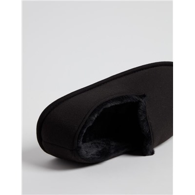 Fake Fur Slippers, Men, Black