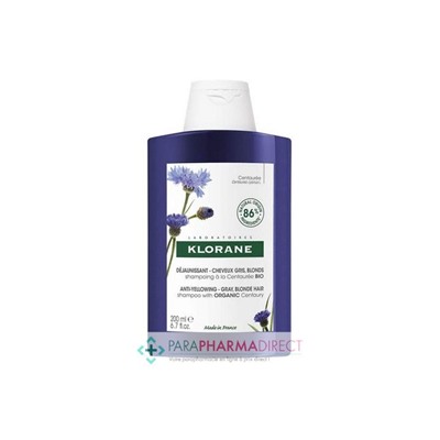 Klorane Centaurée Shampooing Déjaunissant Cheveux Gris-Blonds 200ml