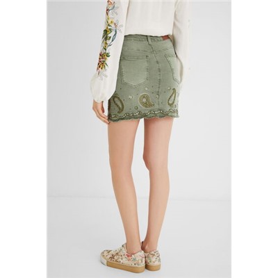 Falda corta vaquera paisley