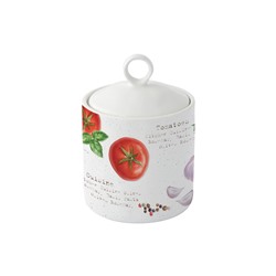 Банка для сыпучих продуктов, 700 мл, фарфор P, белая, Помидоры и Оливки, Home and Kitchen, 60525