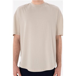 Erkek Long Fit Bisiklet Yaka Taş Basic Tişört