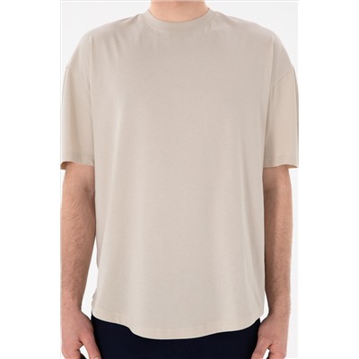 Erkek Long Fit Bisiklet Yaka Taş Basic Tişört