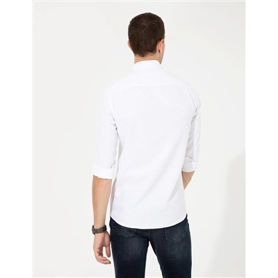 Bej Slim Fit Uzun Kollu Gömlek