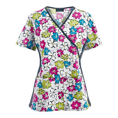 Cherokee Flexibles Scrubs Flower You Doing? Print Top