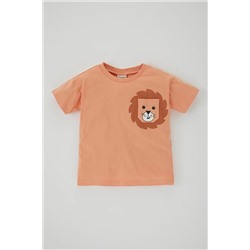 Defacto Erkek Bebek Regular Fit Hayvan Desenli Penye Kısa Kollu Tişört Z6942A223HS