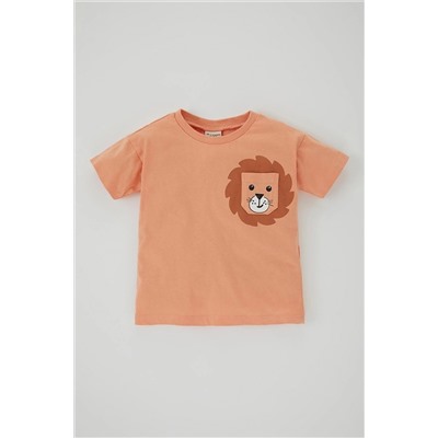 Defacto Erkek Bebek Regular Fit Hayvan Desenli Penye Kısa Kollu Tişört Z6942A223HS