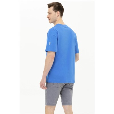 Erkek Saks Oversize Bisiklet Yaka Tişört