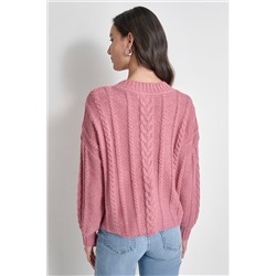 CABLE KNIT V-NECK SWEATER