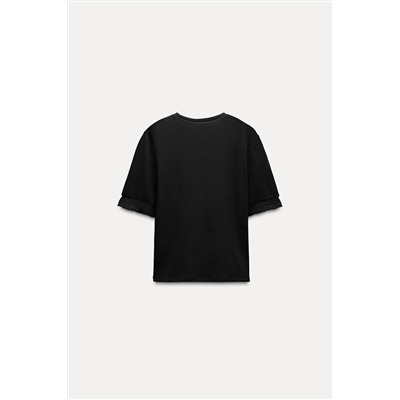 RIBBED TOP WITH EMBELLISHED TRIM