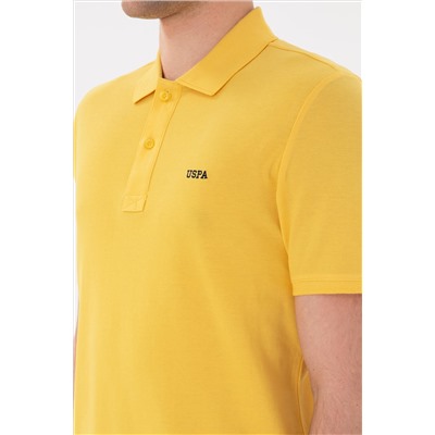 Erkek Regular Fit Polo Yaka Sarı Basic Tişört