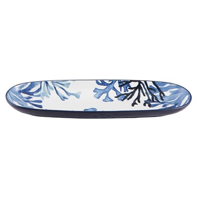 Блюдо, 40х12,5 см, керамика К, белое, овальное, Синие кораллы, Blue Coral, 63290