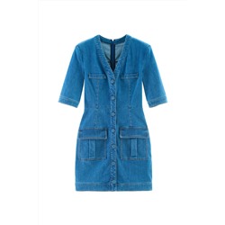Vestido recto vaquero Azul marino