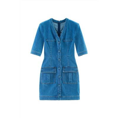 Vestido recto vaquero Azul marino