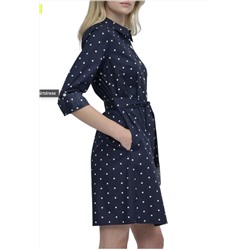 DKNY Polka Dot Roll-Tab Mini Shirtdress
