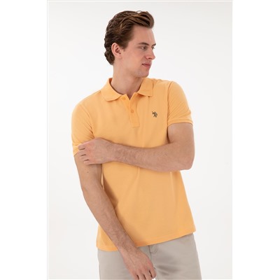 Erkek Slim Fit Polo Yaka Turuncu Basic Tişört