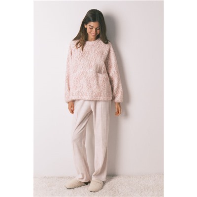 Pijama largo borreguito rosa