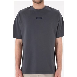 Erkek Oversize Fit Bisiklet Yaka Antrasit Tişört