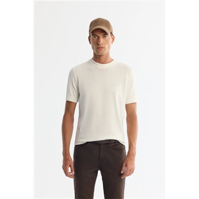 Avva, Erkek Ekru Yarım Balıkçı Yaka Kısa Kollu Triko T-shirt B005025