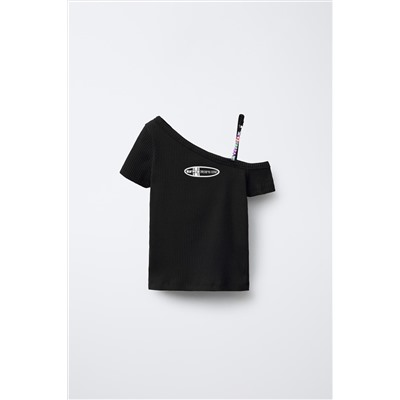 CAMISETA ASIMÉTRICA RIB ABALORIOS