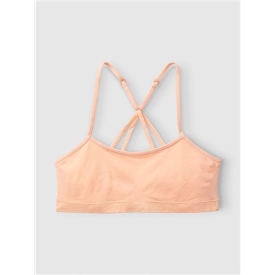HAPPY NATION FOR TWEENS SEAMLESS SCOOP NECK RACERBACK SPORTS BRA