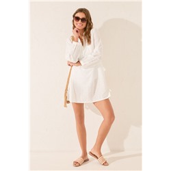 Vestido midi algodón bordado suizo blanco